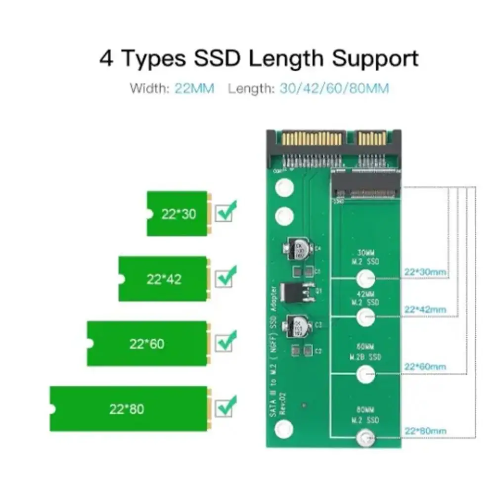 SSD M2 Adapter M2 SATA Adapter Riser M2 To SATA Adapter M.2 NGFF Converter Card B Key For 2230/2242/2260/2280 M.2 SSD