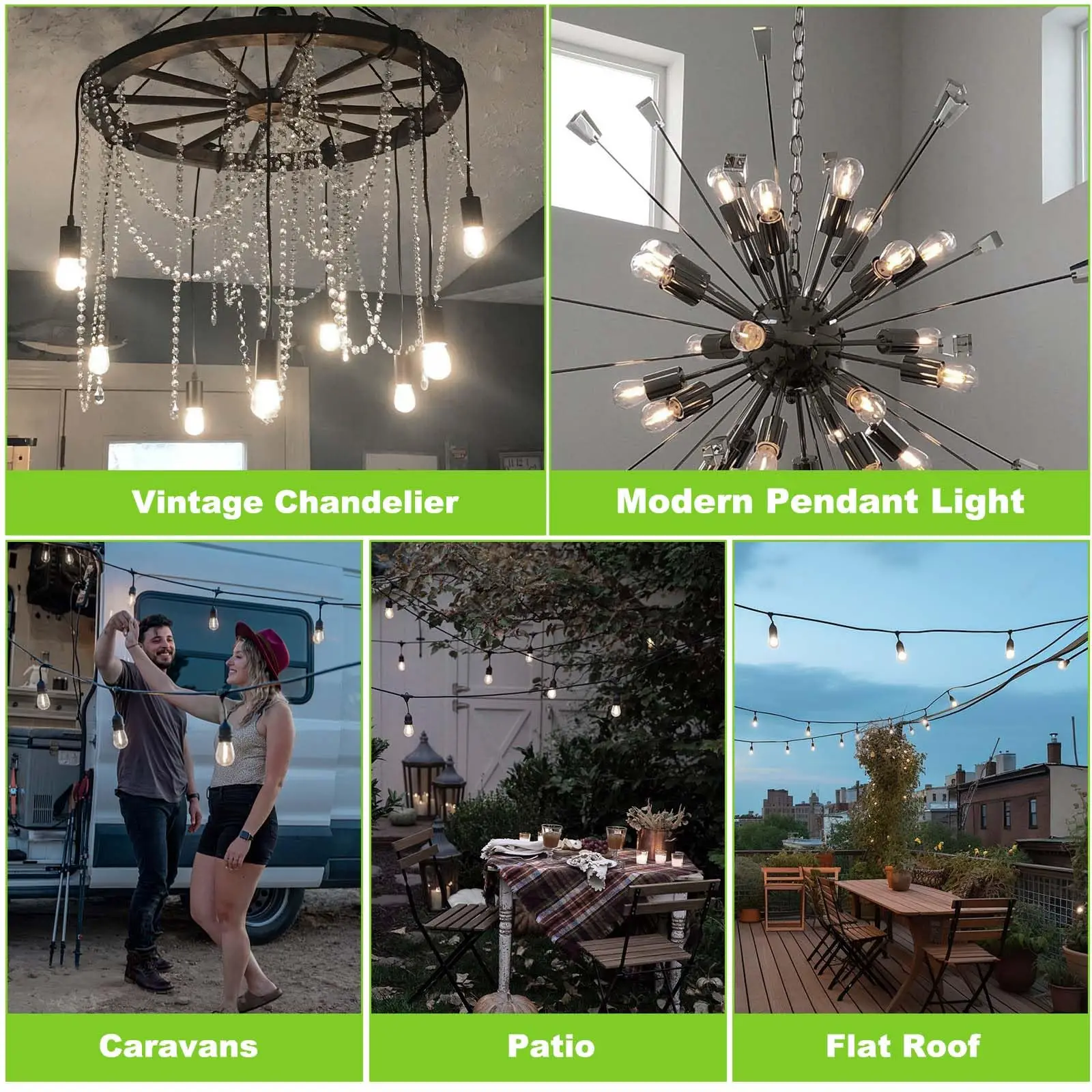 25PCS S14 2W Plastic LED Filament Light Bulbs E27 Base Shatterproof Outdoor String Light Replace Bulb For Wedding Party Garden