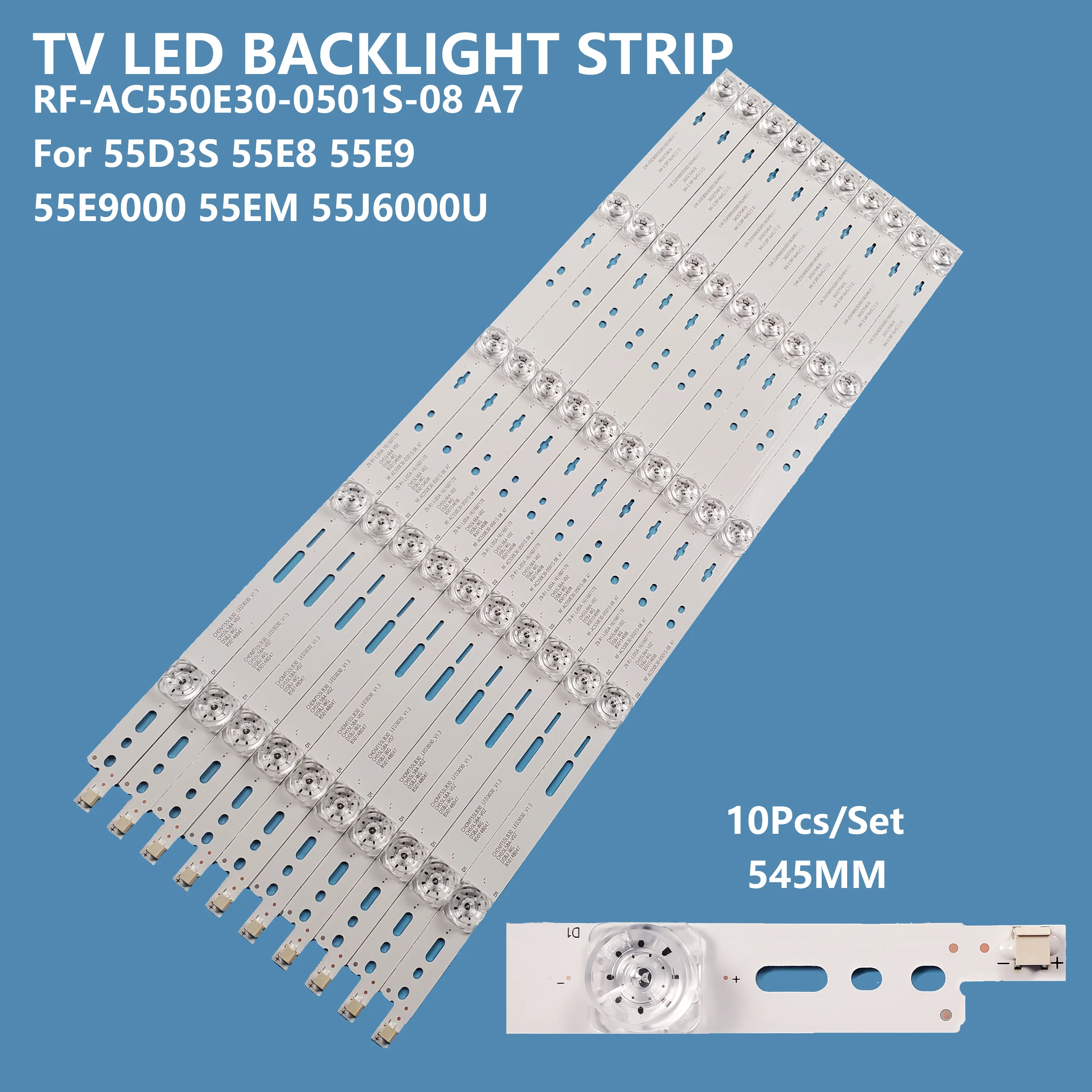 10PCS TV Backlight Strips Lights RF-AC550E30-0501S-08 A7 For 55Q3T 55Q5N 55D3C 55G6 Backlight led module