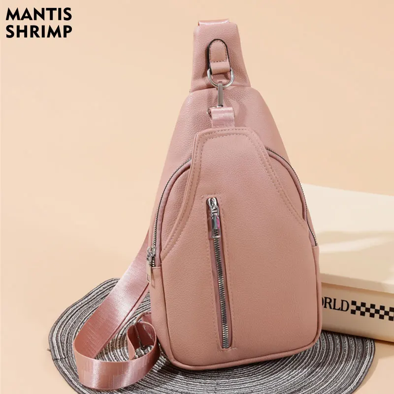 Women Bag Luxury Soft PU Leather Chest Bag Business Female Shoulder Crossbody Pack Multifunctional Sling Mobile Phone Pouch