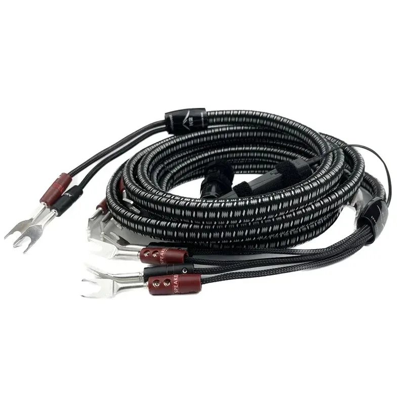 Pair Hi-end K2 Speaker Cable  Silver HiFi Audio Amplifier 2 To 4 Bi-Wire Loudspeaker Wire BFA Banana & Spade Plug