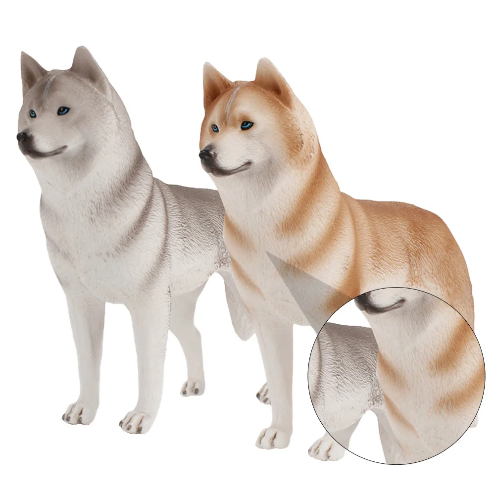 

2Pcs Simulated Dog Husky Desktop Decoration Animal Ornament Educational Kids Gift Dog Model Fake Husky Desktop Decoration