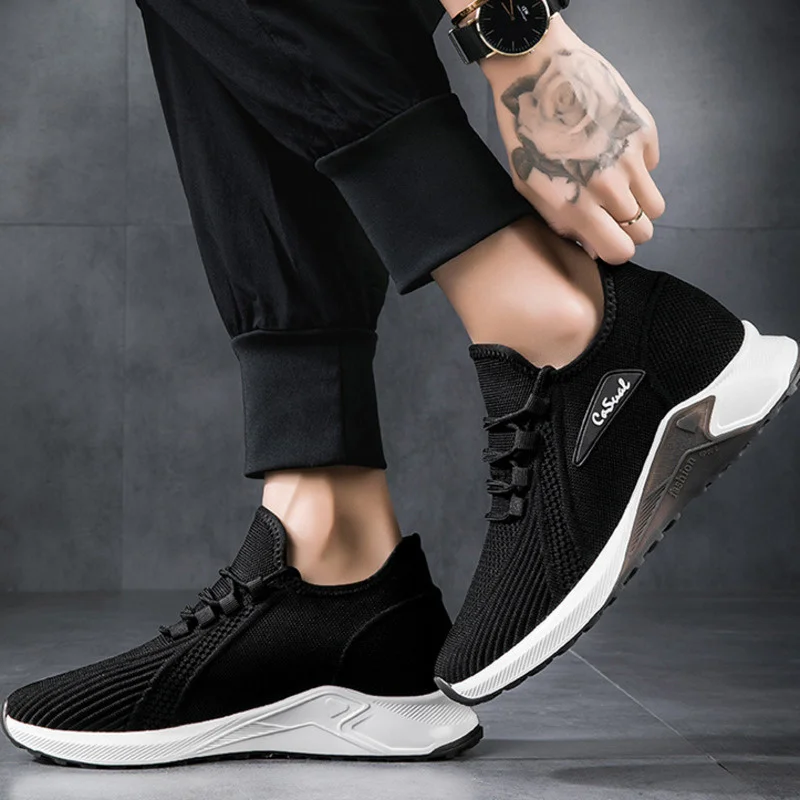 Men Elevator Shoes Sneakers Hidden Heels Breathable Heightening Shoes For Man Increase Insole 10 CM 8 6CM Optional Height Shoes