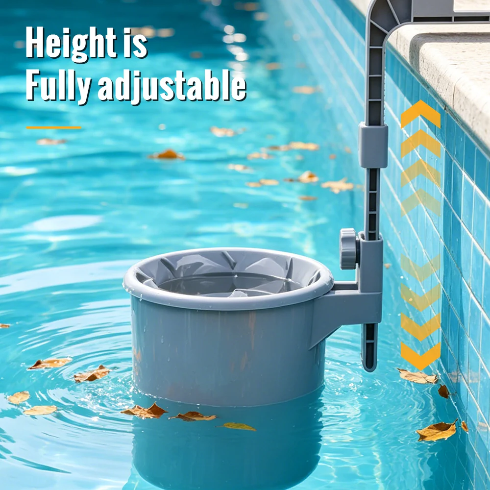 Pool Surface Skimmer Above Ground Swimming Pool Debris Cleaner Floating Leaf Collector with Adjustable Wall Mount