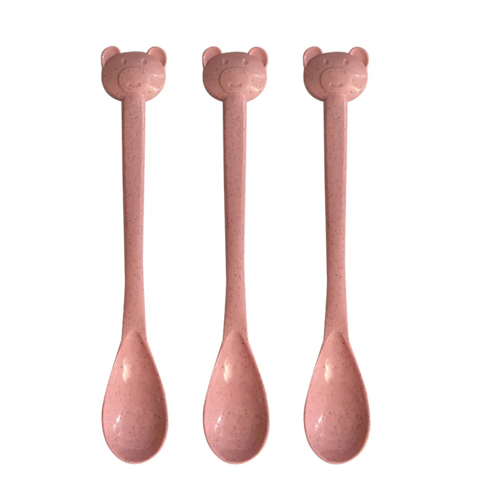 20 قطعة تصميم ملاعق بلاستيكية ملعقة بهار للأطفال قابلة لإعادة الاستخدام ملاعق صغيرة للأطفال الآيس كريم السكر بهار ملعقة الوردي