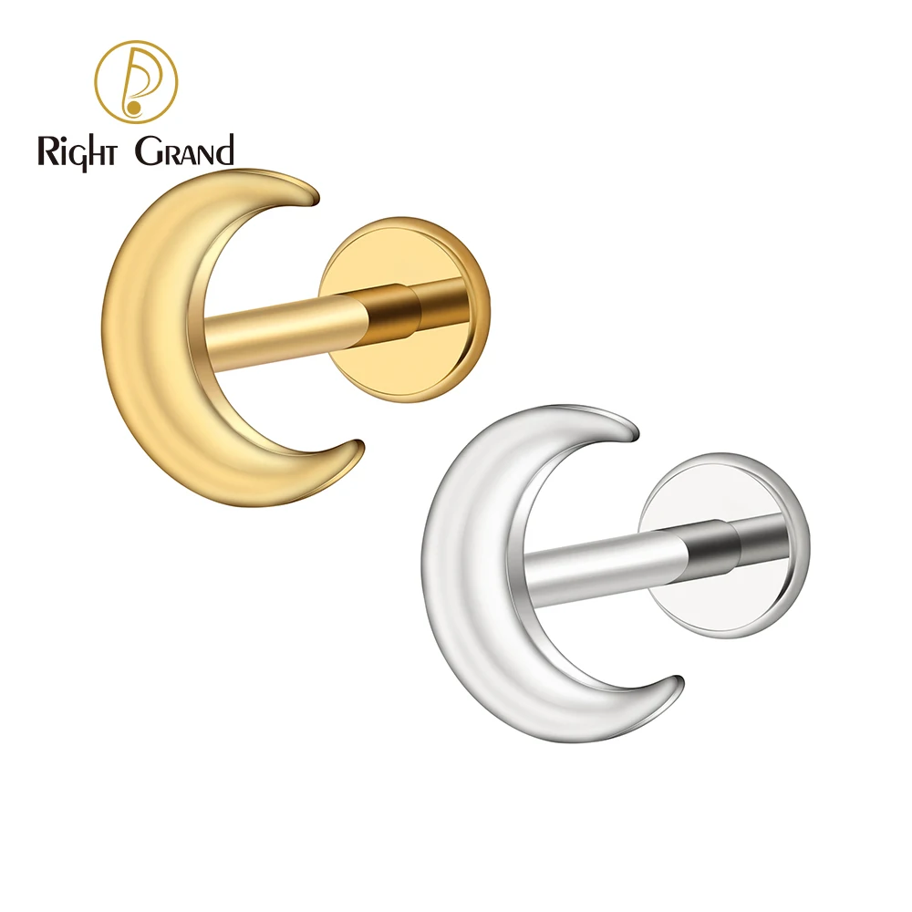 Right Grand ASTM F136 titane croissant de lune Cartilage boucle