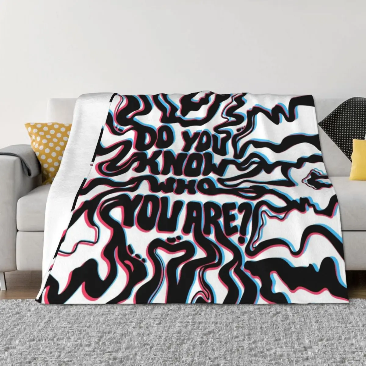 

Do You Know Who You Are - Black & White 3D Throw Blanket Sofas warm for winter Retros Blankets