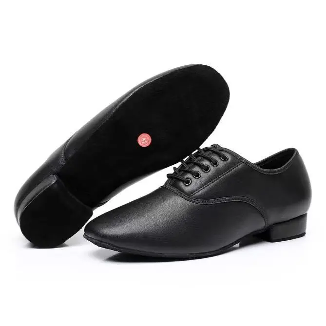 Men Plus Size Latin Salsa Tango Dance Shoes Black Oxford PU Upper Low Heel Ballroom Jazz Sneakers