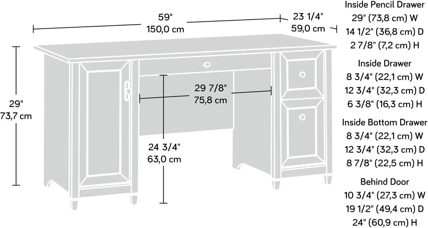 [New Arrival!]Edge Water Computer Desk with Storage Drawers, Home Office, L: 59.06" x W: 23.23" x H: 29.02", Estate Black