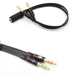 3.5mm TRRS Adapter 2 Male 1 Female mini 3.5mm Jack 4 pin Splitter Stereo Audio Microphone Flat Cable Socket to 2 3pin Connector