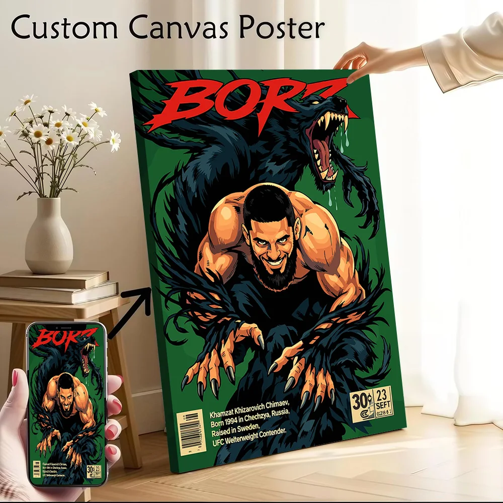 Khamzat Chimaev Werewolf Comic Cover Canvas Poster Customizable Pictures Wall Art Canvas Painting for Living Room Decorations