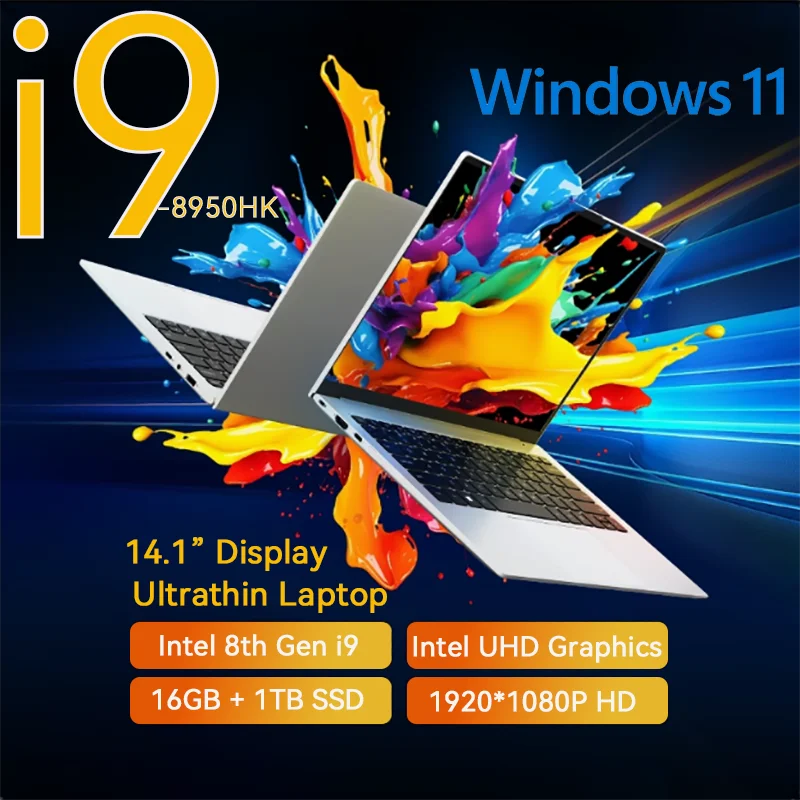 

14,1-дюймовый ультратонкий ноутбук, игровой компьютер, Windows 11 Pro, Intel Core i9 8950HK, ноутбук, офисная учеба, гарантия 3 года】
