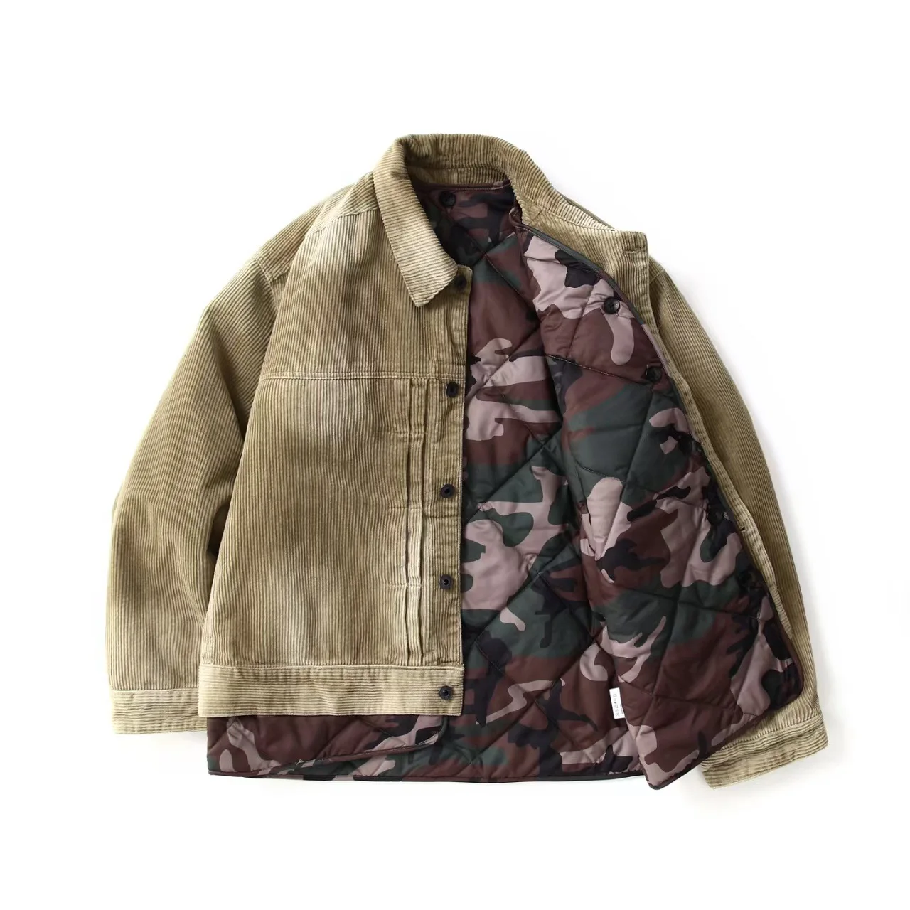 

Autumn Winter Thick Japan Retro Youth Streetwear Jackets 3-in-1 Detachable Two-Piece Set Corduroy Fleece-Lined 100% Cotton Coat