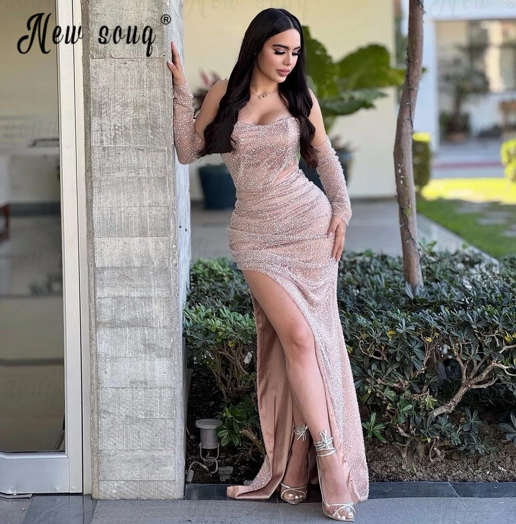 

Pink Side Split Party Dress 2024 Vestidos Formales Robe De Soiree Sequins Vestidos De Fiesta вечерние платья Prom Dresses