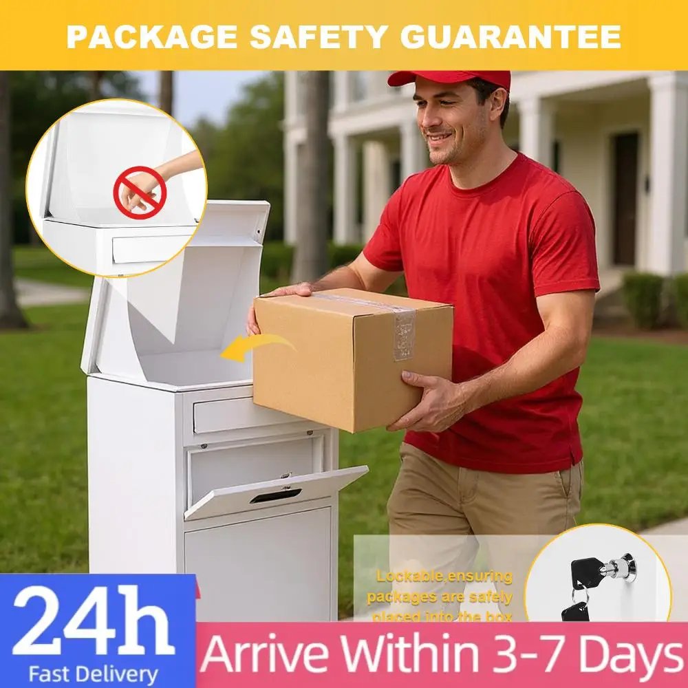 

Package Delivery Box with Lockable Secure Outdoor Storage Box Waterproof Anti-Theft Parcel Drop Boxes for Home Office Apartment