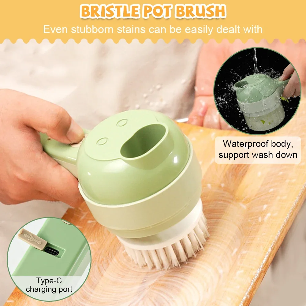 Masher 4 In1 Multifunctional Electric Vegetable Cutter Slicer Garlic Mud Masher Chopper Cutting Pressing Mixer Food Slice USB