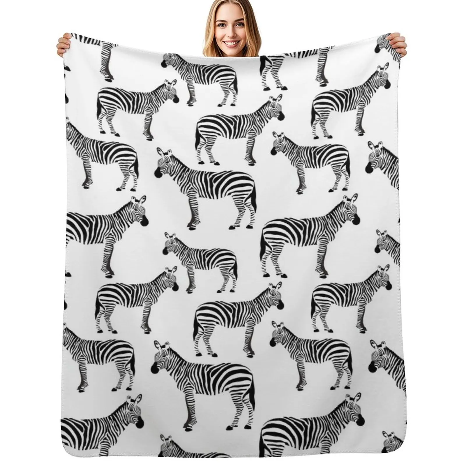 Zebra, Black and White Zebras Throw Blanket Cozy Throw Blanket Birthday Gift for Him Her