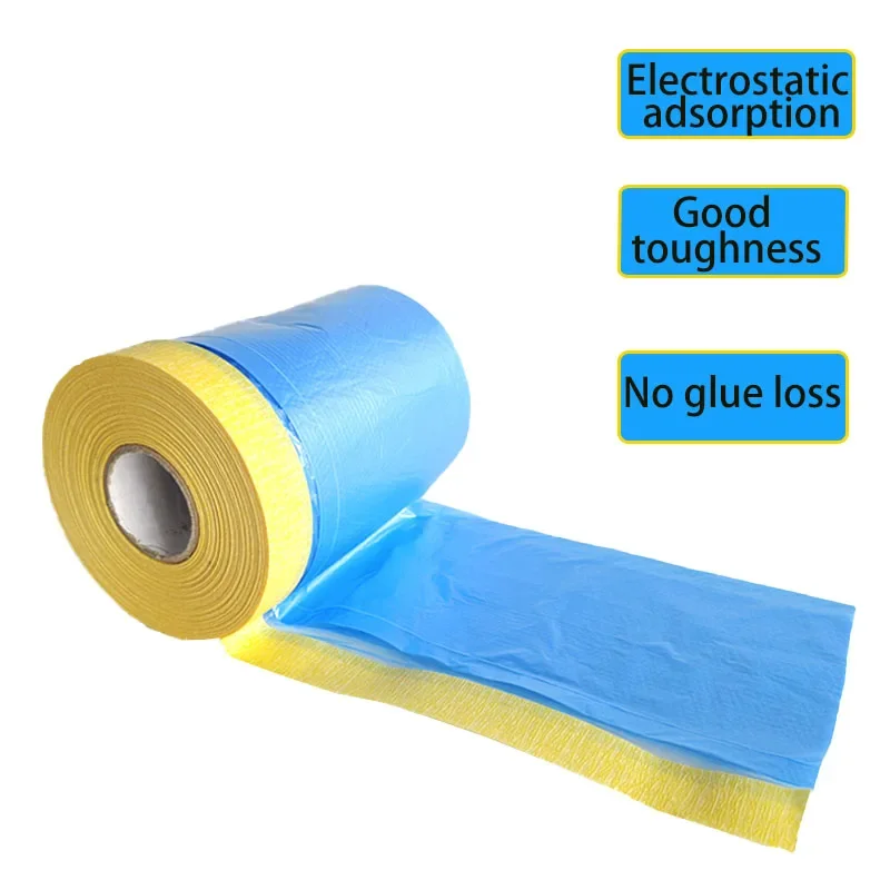Pre-taped Automotive Masking Film, Self Adhesive Car Plastic Protective Film, Paint Spraying Cover Masking Film for Auto Paintin