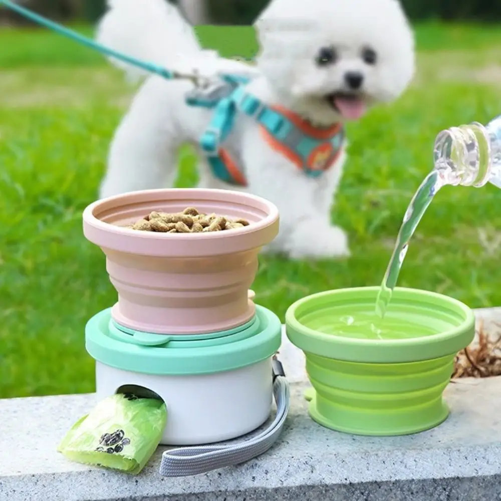 

Pet Bowl Collapsible Dog Travel Bowl Non-slip Leak-proof Pet Outdoor Feeding Dish Silicone Soft Cat Foldable Bowl Home
