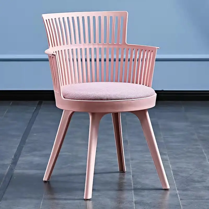 Pink High Office Dining Chairs Kitchen Modern Occasional Plastic Dining Chairs Bedroom Design Chaises Longues Dining Room Sets