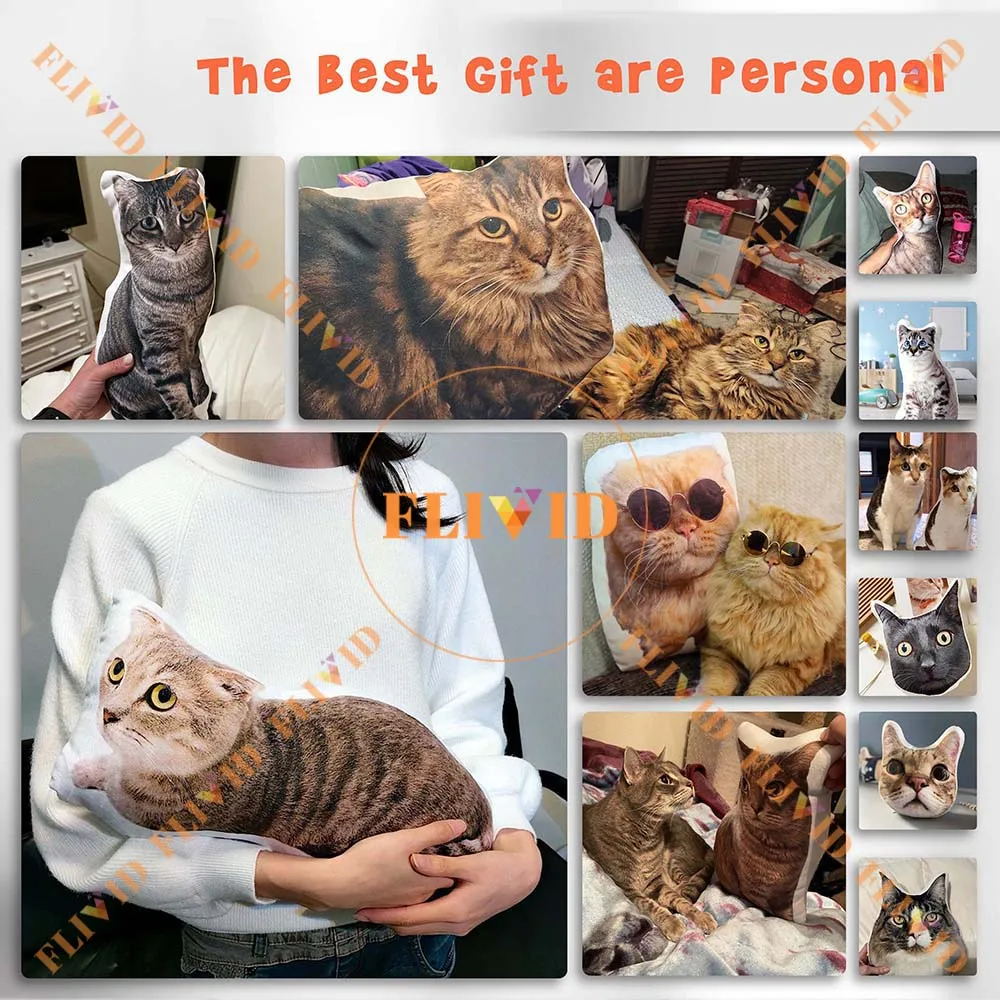 Custom 3D Pet Cat Dog Pillow Gift Funny Animals Stuffed Animal Picture Pillow Customization Sofa Car Cushion