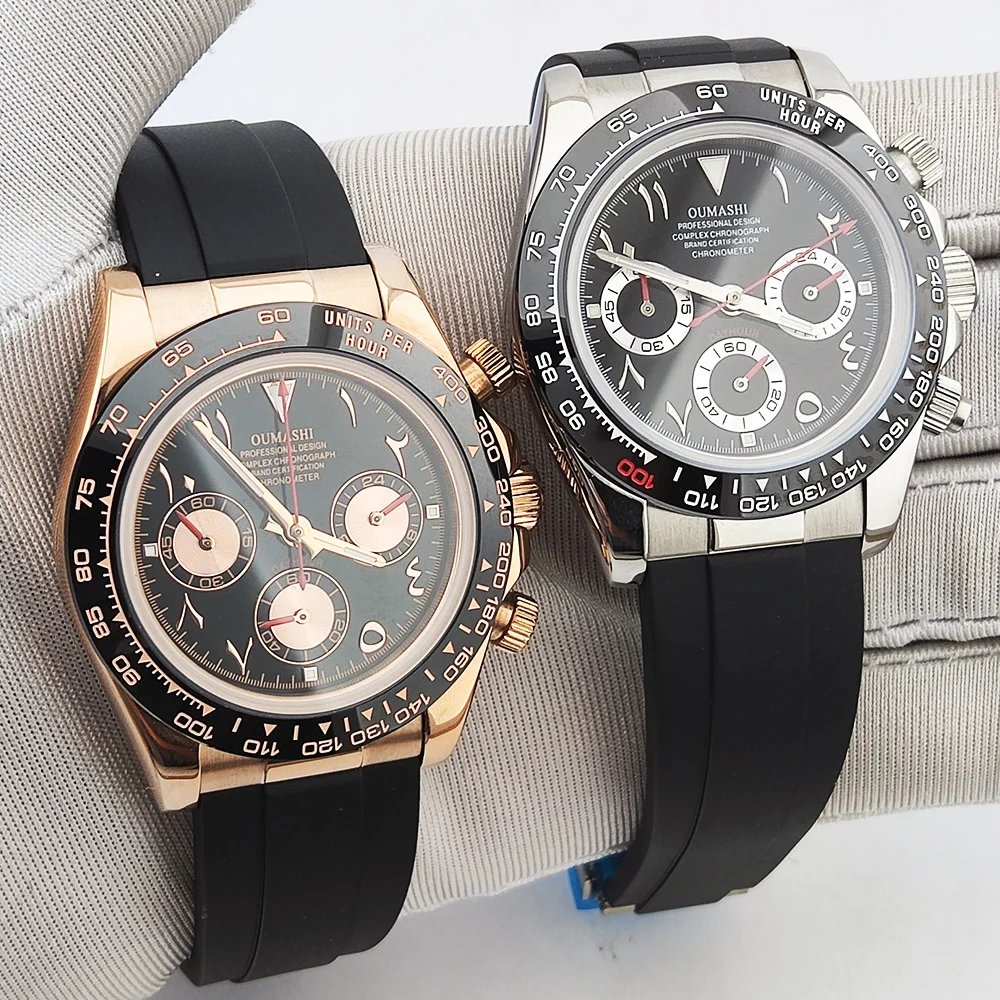 Orologio VK63 Orologio da uomo da 39,3 mm Acciaio inossidabile impermeabile Sport VK63 Orologio con movimento al quarzo Cronografo con zaffiro Bracciale in caucciù