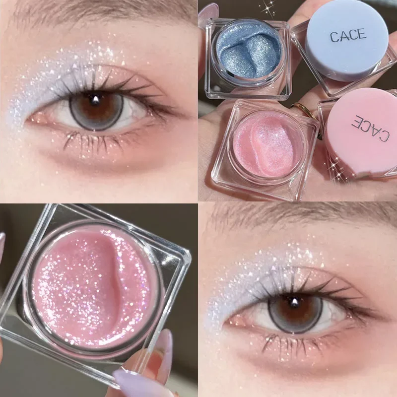 Ombretto diamantato Gel Cream Pearl Glitter Evidenziatore Shimmer Baco da seta Pigmento Cosmetici per il trucco del viso e del corpo duraturo ad asciugatura rapida
