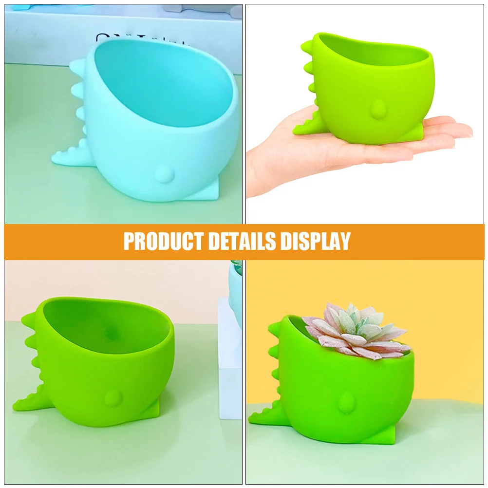 

2Pcs Silicone Cute Dinosaur Plant Pots Small Succulent Pots Desk Home Office Small Planters Indoor Plant Container