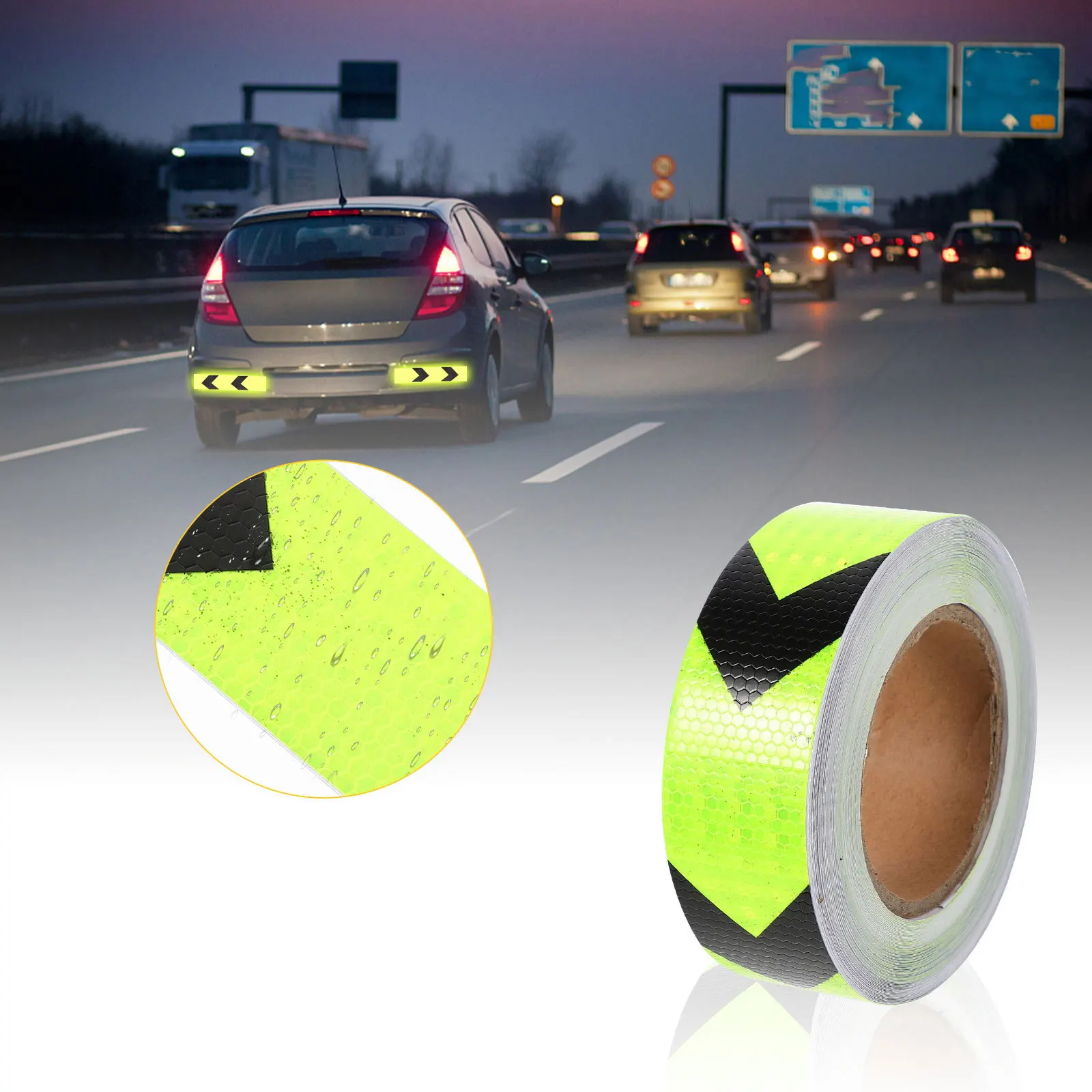 1 Roll Reflective Warning Tape Waterproof Fluorescent Luminous Safety Indicator For Vehicles Road Markings Home Use