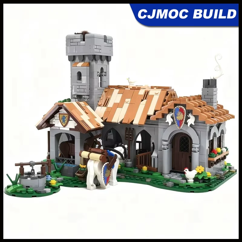 

1423pcs MOC Medieval Castle Lion Knight Royal Stable Model Building Block Horse Barn Display DIY Creative Brick Gift MOC-241328