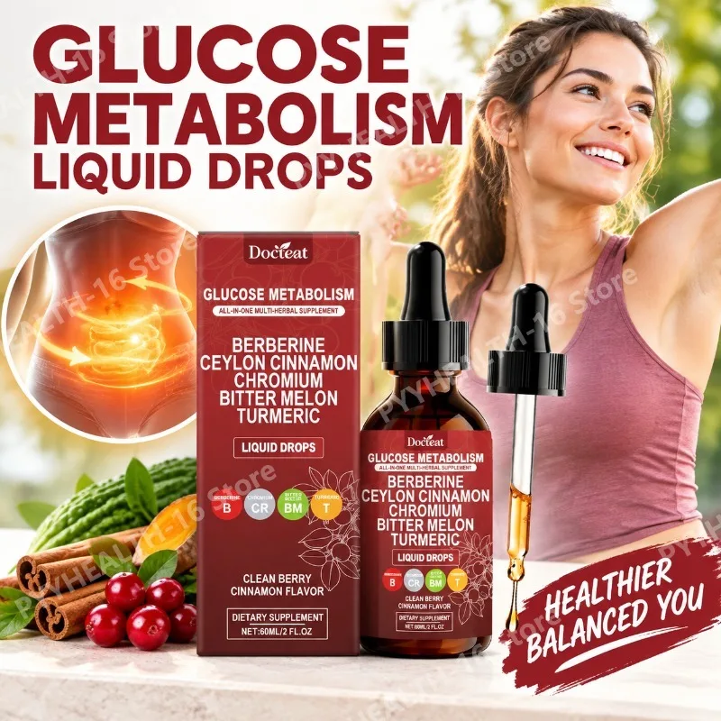 Berberine Liquid Drops with Berberine HCl Chromium Ceylon Cinnamon Bitter Melon for Glucose Metabolism Digestive Support 60ml