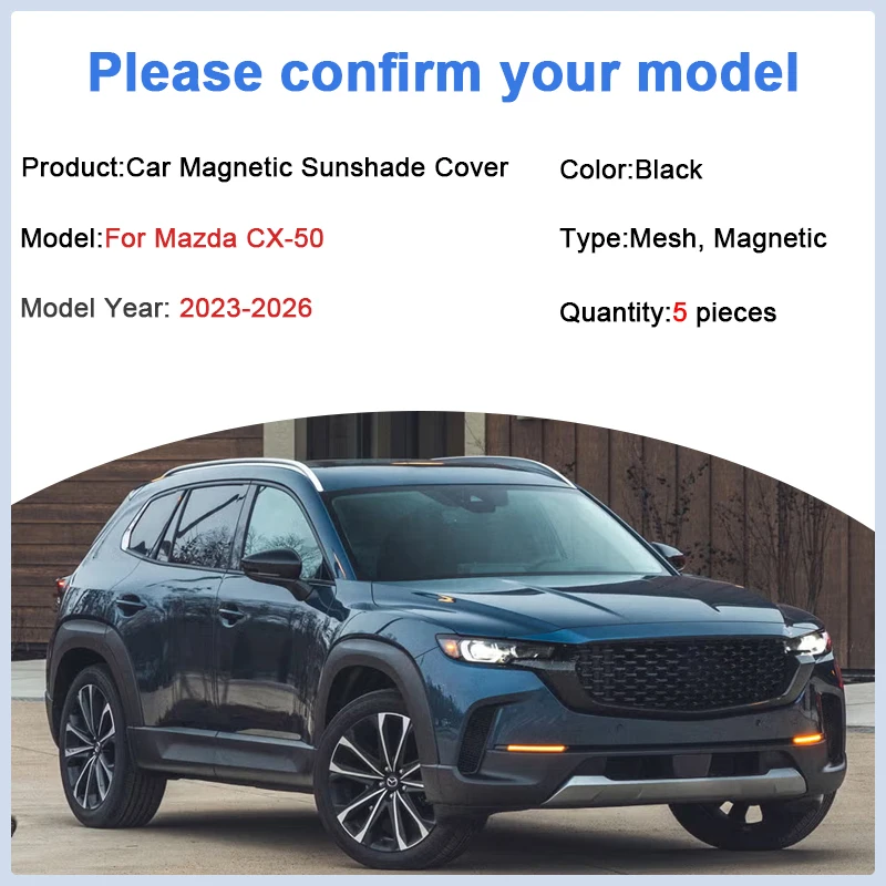 

Magnetic Sun Visor For Mazda CX50 Accessories 2025 2026 2024 2023 Sunscreen Window Anti UV Sunshade Auto UV Protection Body Kits
