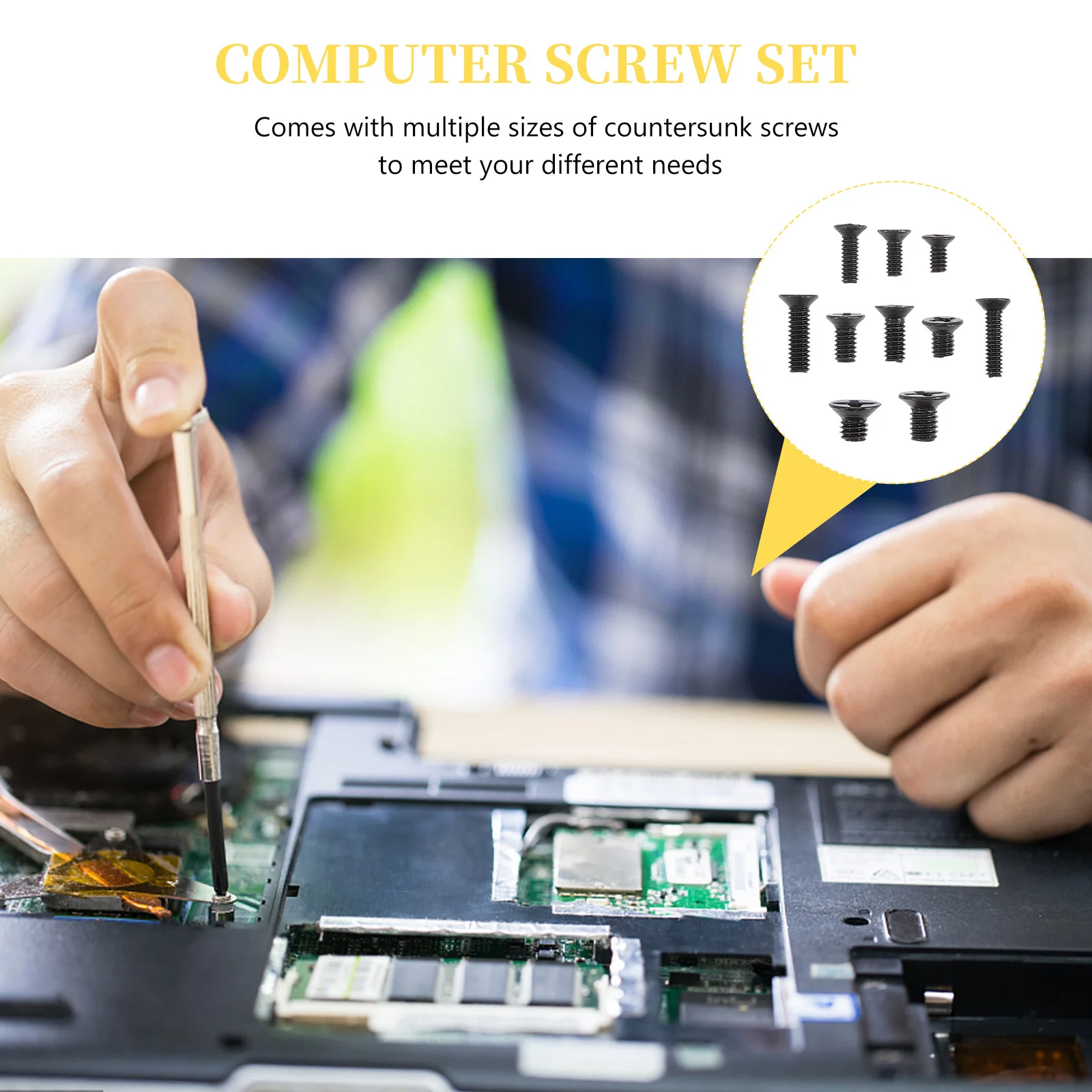 1 conjunto de parafusos escareados premium aço carbono computador portátil reparação cabeça plana rosqueando parafusos ssd disco rígido variedade