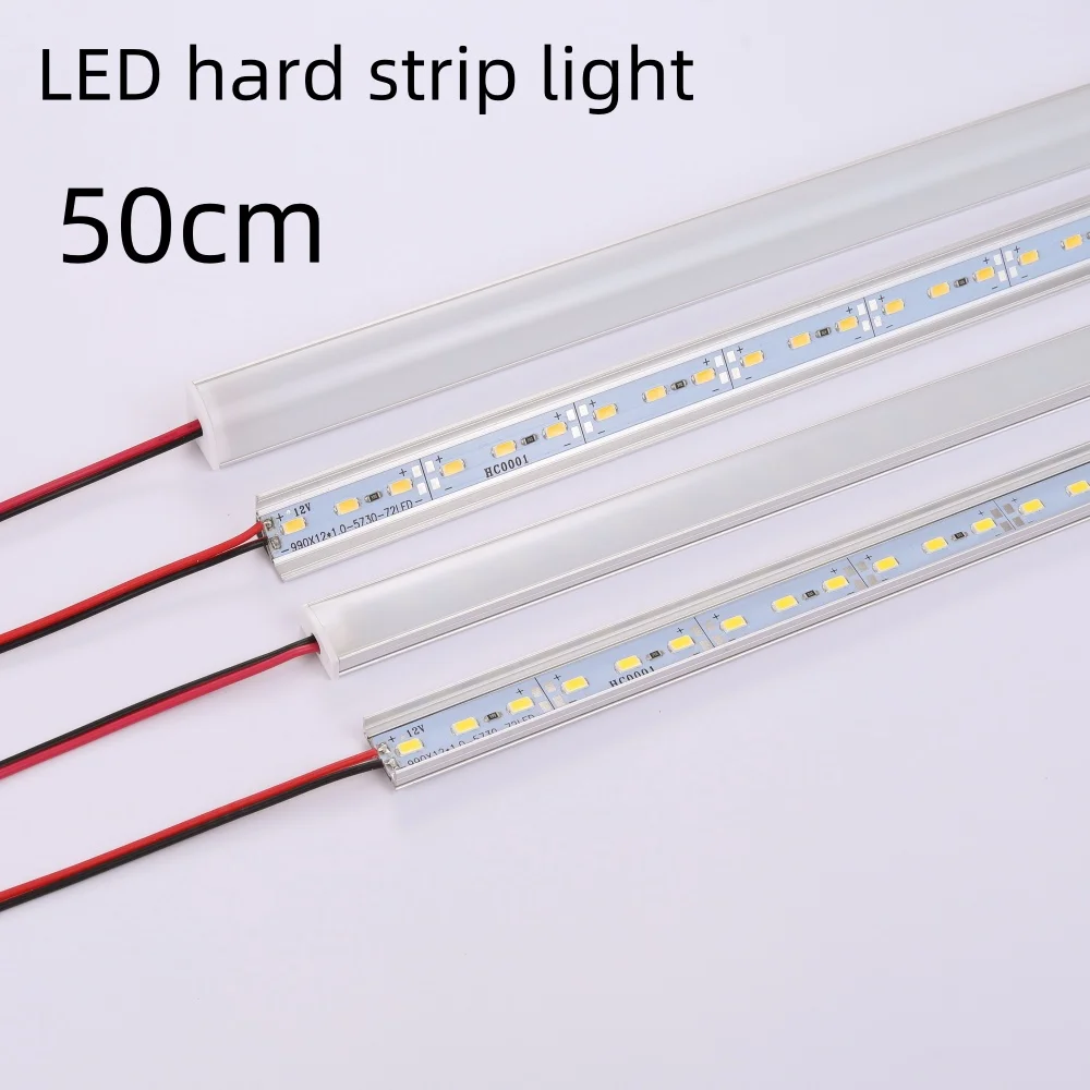 1-20 PCS LED rigid strip DC12V 50CM 20 inch SMD5730 36LEDs U/V-shaped flat LED aluminum channel rigid strip for indoor lighting