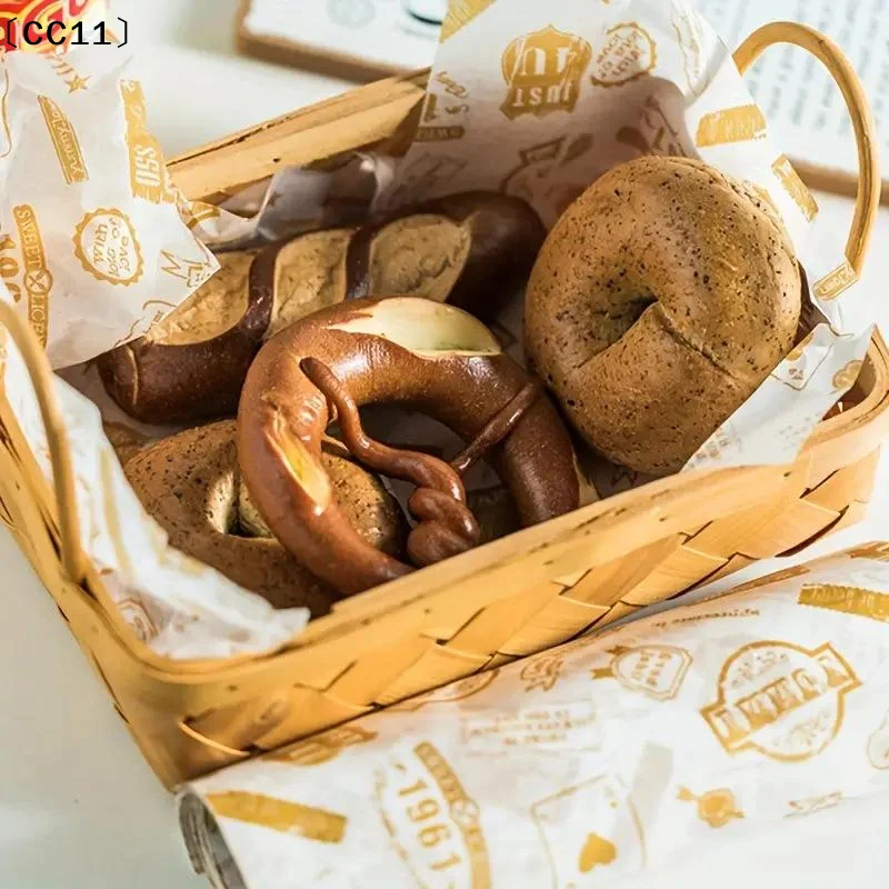 50Pcs Colorful Patterned Greaseproof Paper Food Basket Liners Wax Paper Baking Sandwiches Hamburgers Snack Basket Liners〔CC11〕