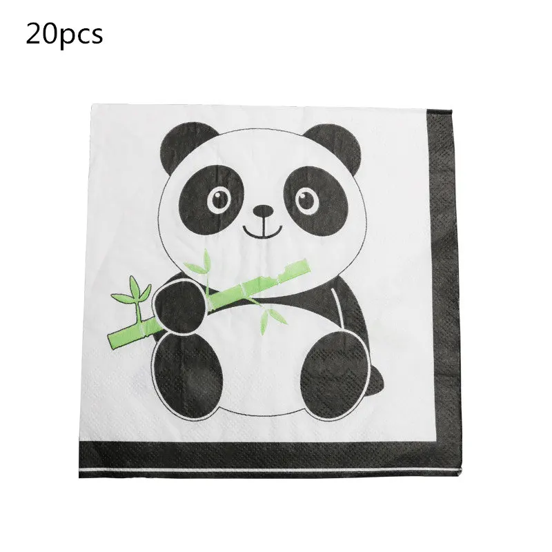 Panda-Partydekorationen, Zubehör, alles Gute zum Geburtstag, Banner, Luftballons, Panda-Teller, Tasse, Tischdecke, Kuchendeckel, Geschenktüten, Babyparty – Detail 4