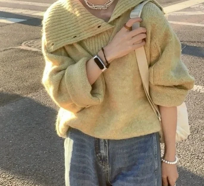 Frisches Ankunfts-Top-Shirt, stilvoller, modischer Strickpullover mit Kragen für Damen, neues Design, Sensation, elegante Herbstsaison