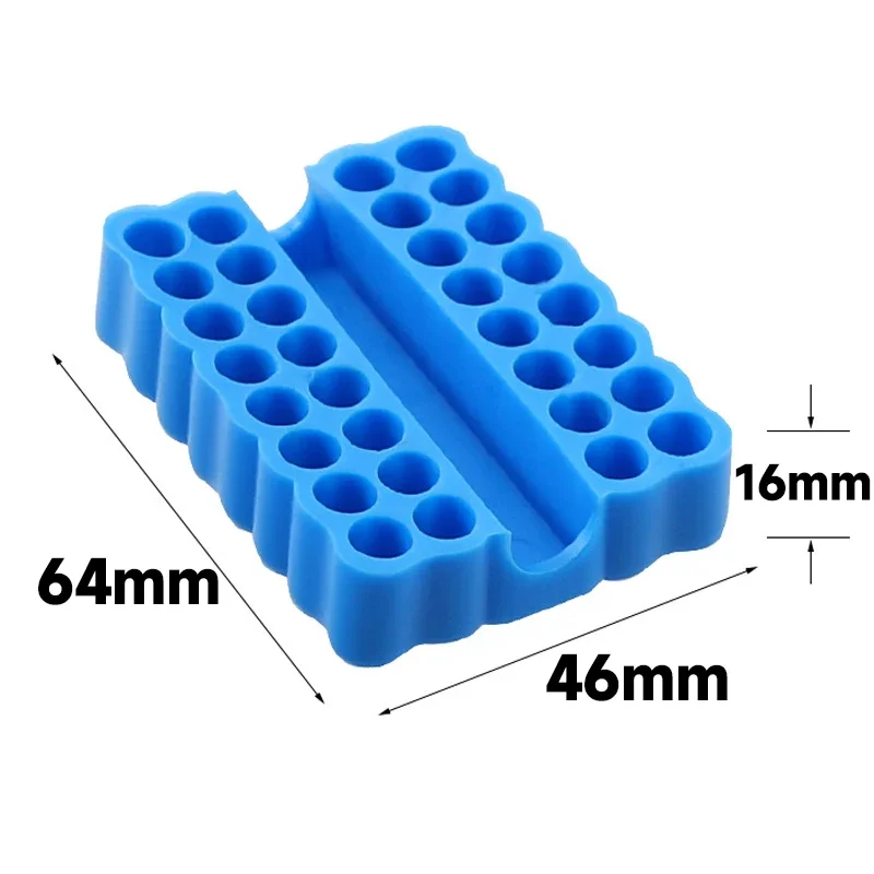 2-10Pcs Bit Holder 32 Holes Hex Shank Batch Head Shank Storage High Elasticity Strip Soft Rubber Box Screwdriver Drill Organizer