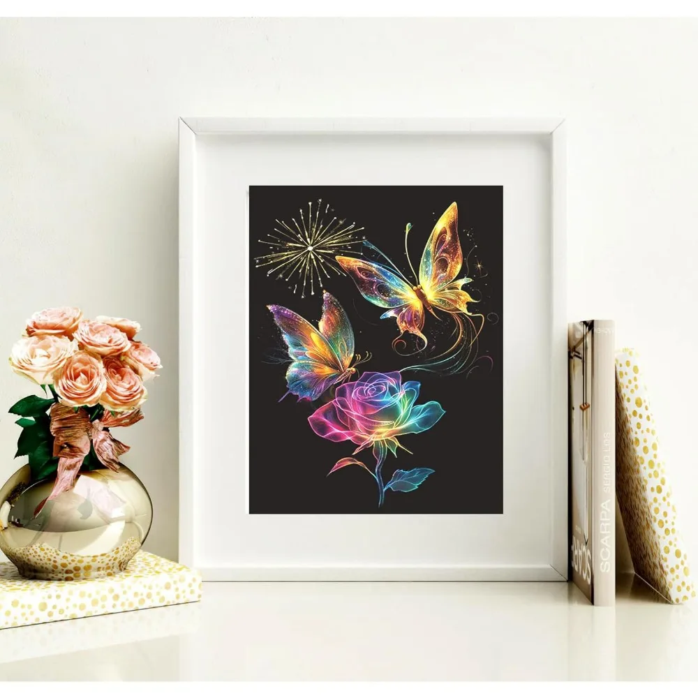 Tiener kraskunst, mooie nachtscène krasschilderijen, regenboog kraspapier die in het donker leuchtt