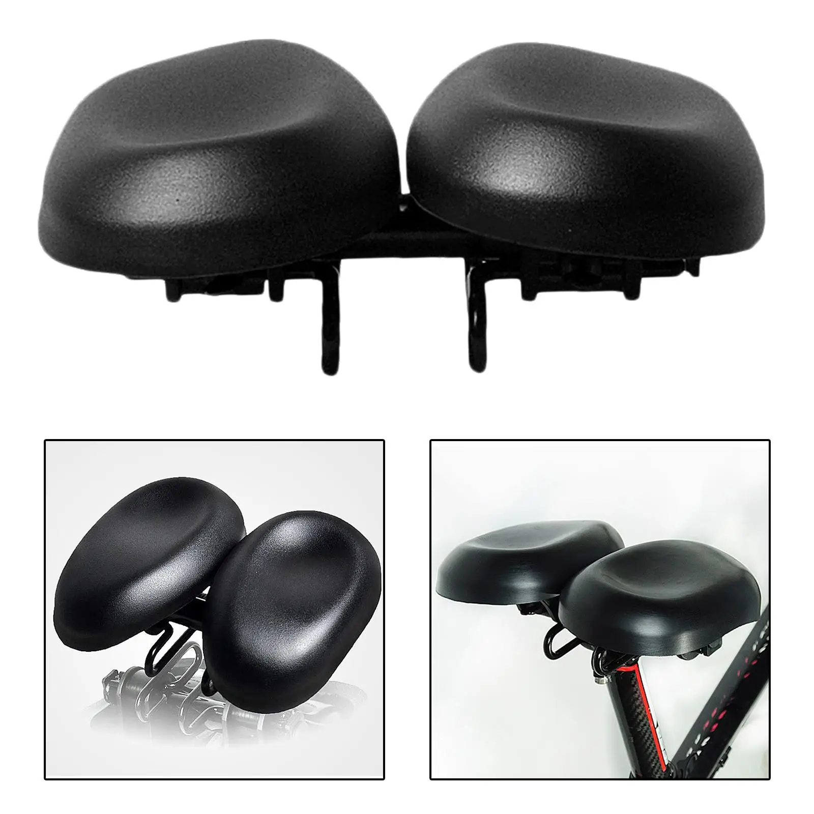 

PU Leather Bike Saddle Dual Pad Cushion Shock Absorbing Seat for MTB Road Bike Outdoor Accessories