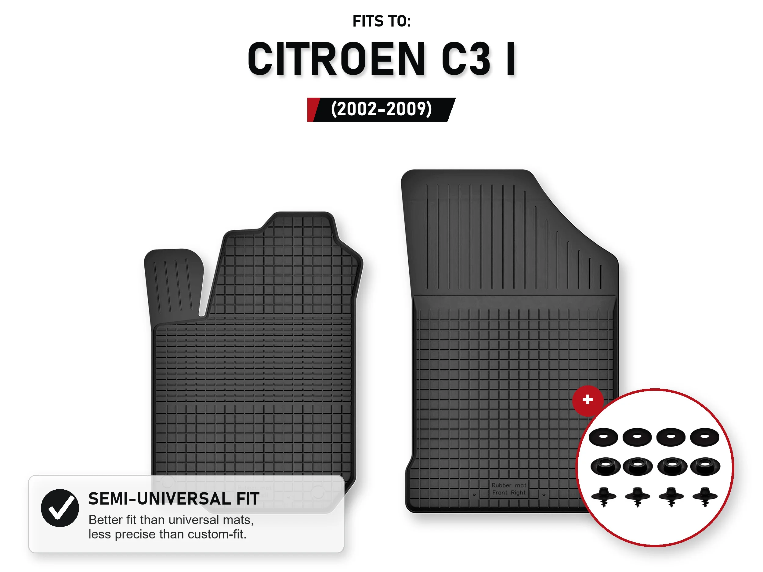 Voorste tapijten voor: Citroen C3 I 2002-2009 Hatchback met stoppers