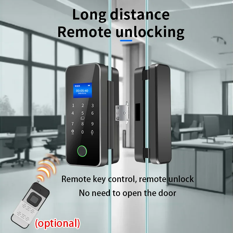 Smart Door Lock Fingerprint Glass Door Remote Control Tuya APP Card Digital Code Electronic Suitable offices view 4