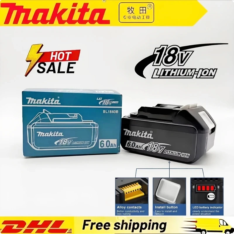100% NEW Makita Battery 18V 6000mAh BL1860 BL1850B BL1850 BL1840 BL1830 Battery & Charger 18V Replacement Power Tool Batteries