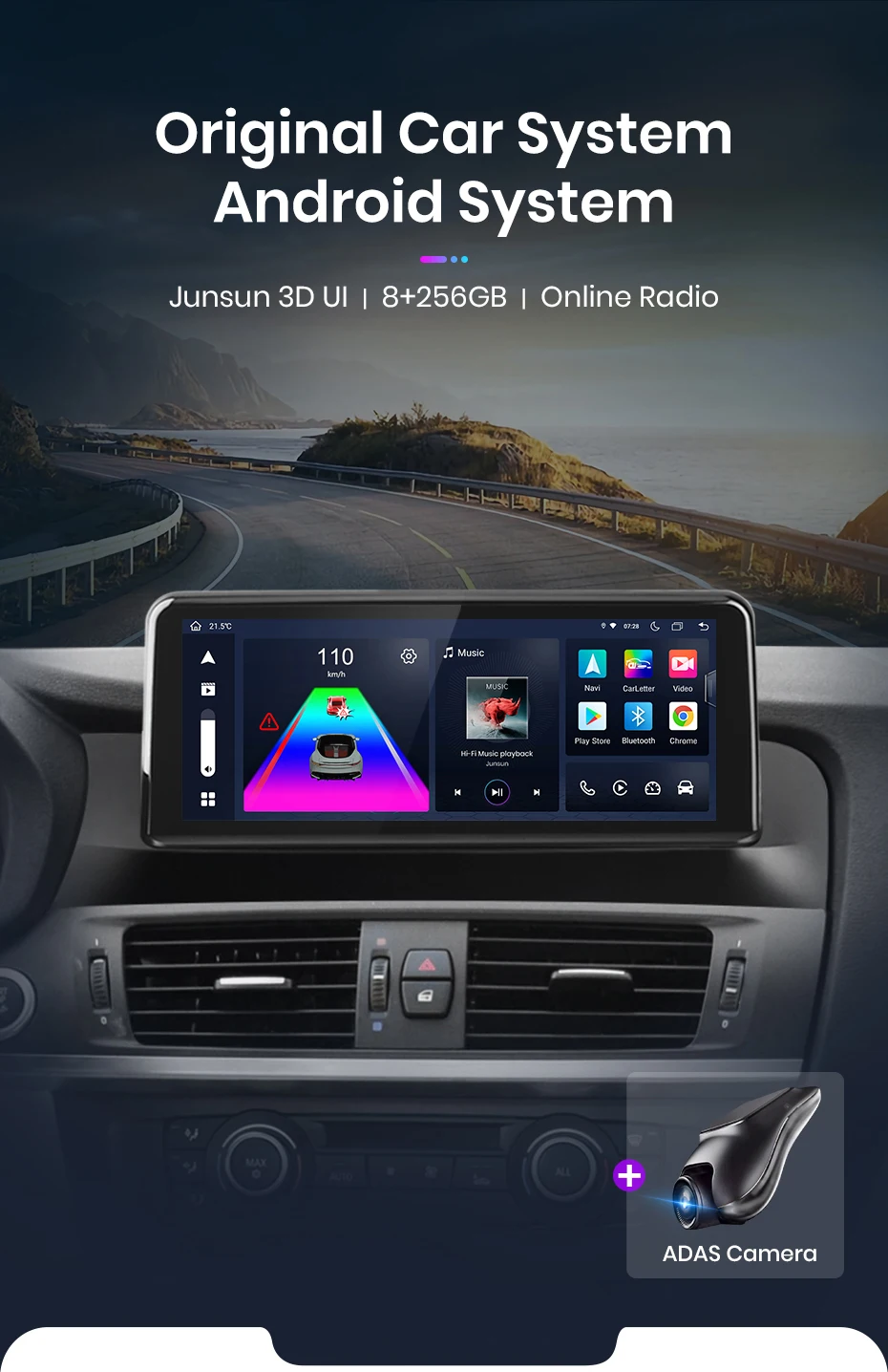 Junsun 8,8'' & 10,25'' Für Apple Wireless CarPlay Android Auto Autoradio Für BMW X3 F25 X4 F26 2011-2017 GPS-Navigation Multimedia-Player Touchscreen – Detail 4