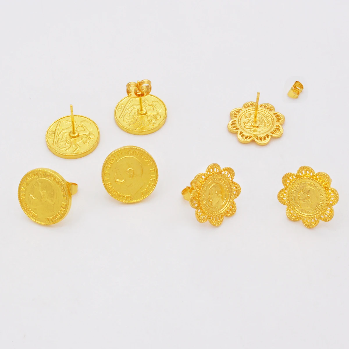 Coin stud earring Round Portrait Coin Earrings For Women Vintage Gold plated Earrings Girls Party Jewelry Gifts