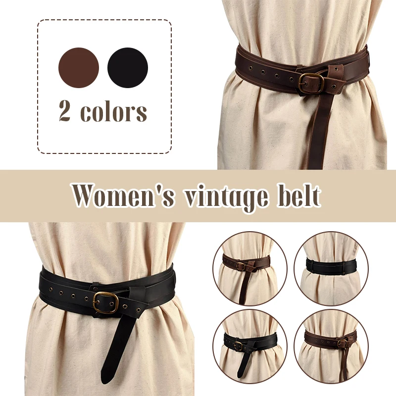 Upgraded Leather Vintage Medieval Belt Men Knight Waistband Pirate Gothic Tunic Robe Buckle Belt Halloween Costume Accessories