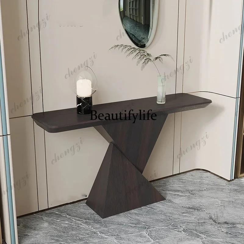 Y136 Y136 Medieval solid wood entrance platform against the wall Long table End view table Wabi Sansan wind Living room Home