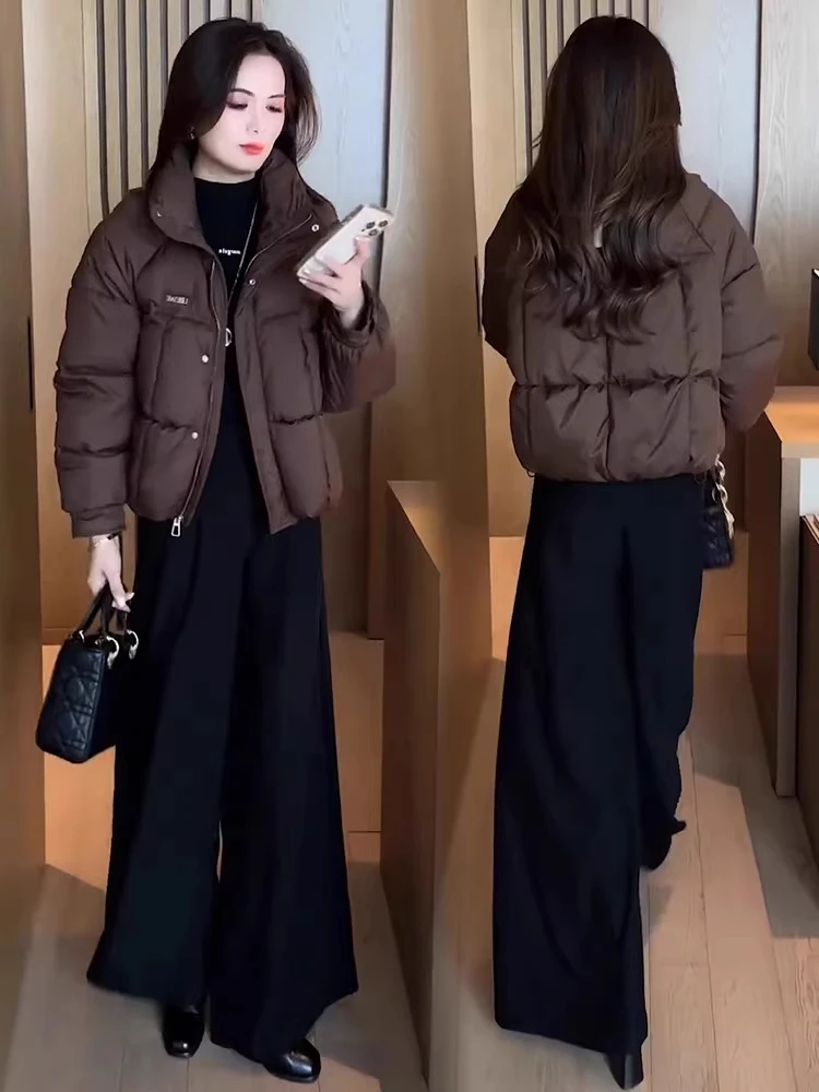 

Fashionable Short Puffer Cotton Jacket Women's Winter New Arrival Bread Style Design Korean Version Straight Cut Long Sleeve
