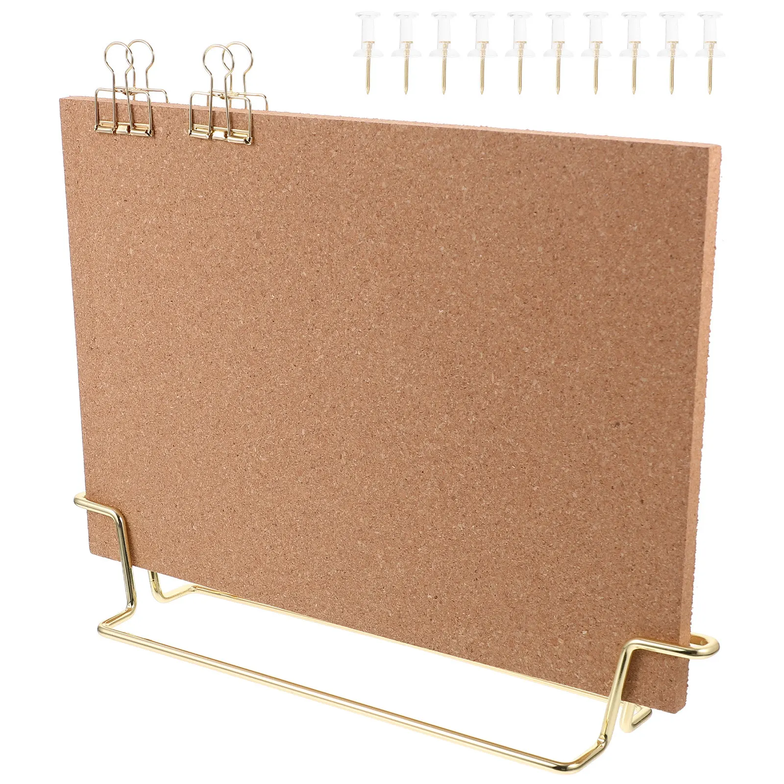 

1Set Exquisite Metal Frame Cork Board Desktop Bulletin Board for Photos Pictures Notes Plans Calendar Display