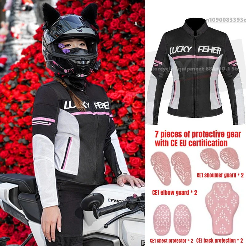 

FEHER Women‘s Motorcycle Riding Suit Summer Breathable Motorcycle Anti Fall and Wear-resistant Riding Jacket CE Certification